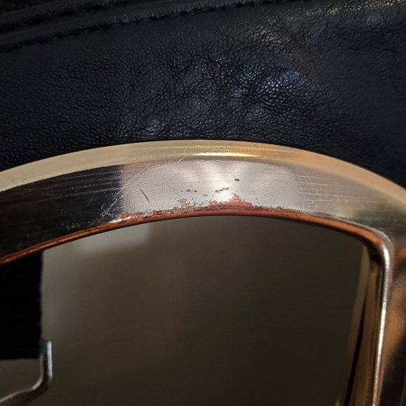 Michael Kors Large Black Fold over Purse gold LOGO hardware quilted body - Picture 5 of 11